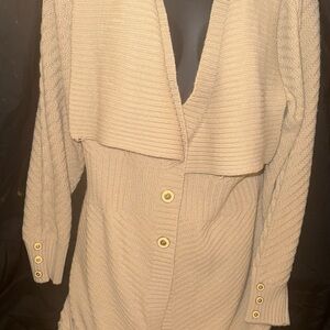 Antthony Cream Cardigan Sweater with Ribbed Texture